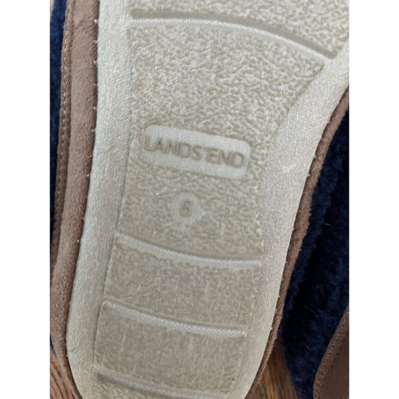 Lands' End Womens Sherpa Fleece Ballet House Slippers Radiant Navy - Size 6B - Picture 4 of 4
